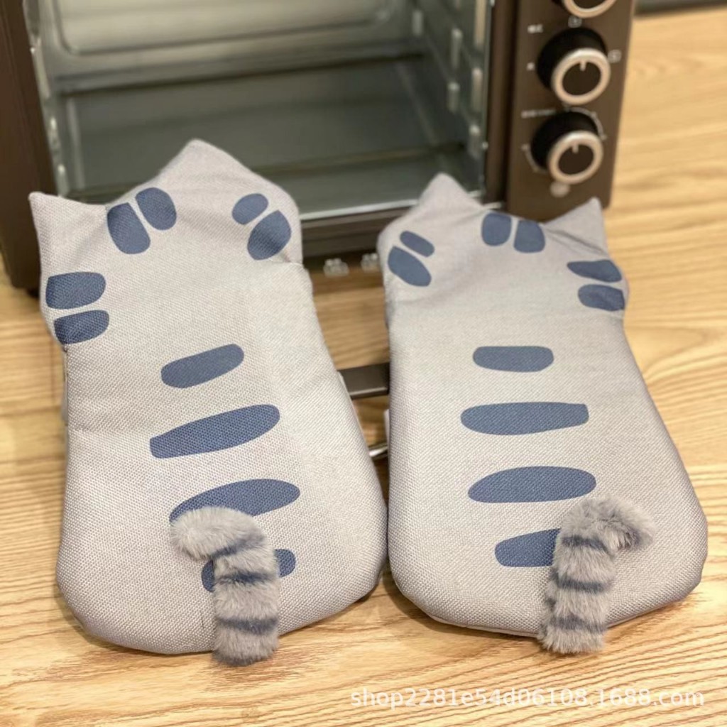 การ์ตูนแมวเตาอบถุงมือ Steamer Insulated ถุงมือหนาถุงมือเตาอบไมโครเวฟ  ราคาต่อคู่ ราคา ถูกที่สุด ดีลบีเคเค แกลเลอรีภาพที่ 4