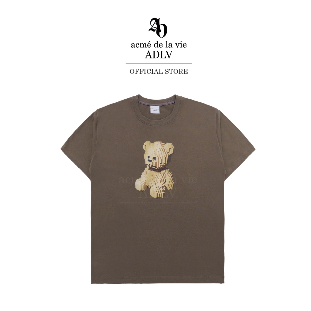ADLV [acme de la vie] เสื้อยืด Oversize รุ่น Block Bear Short Sleeve T-Shirt Cocoa (50103SBBSSU_F4BRXX)