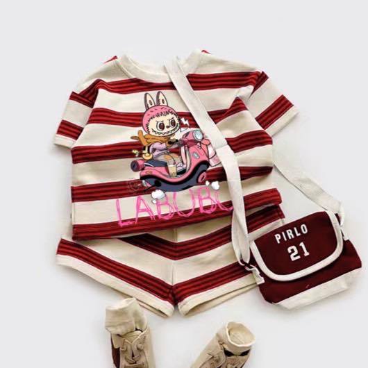 พร้อมส่ง ธ03-ธ06 3413 บู้ลายทาง ได้เสื้อ+กางเกงค่า