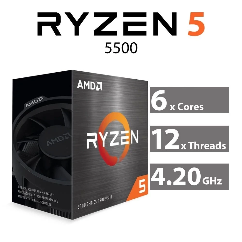 CPU (ซีพียู) AMD RYZEN 5 5500 3.6GHz (SOCKET AM4) รับประกัน 3 - Y