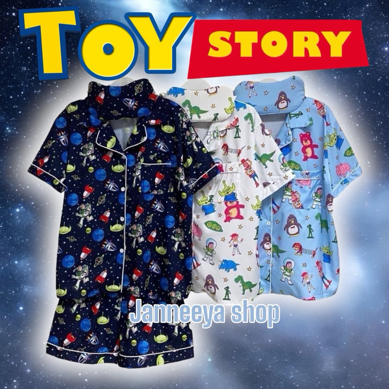 🧸🫛Toy Story 🐻🫛ชุดนอน ผ้าไหมเกาหลี ขาสั้น (แขนสั้น+ขาสั้น) Bigsize /Freesize 👩🏻👱🏻‍♂️ 🆓 ฟรี ผ้าปิดตา