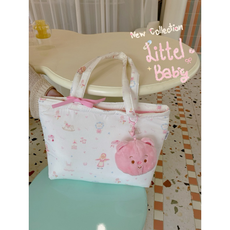 พร้อมส่ง ꕀ . Little baby fluffy bag กระเป๋าผ้าฟองน้ำ พิมพ์ลาย ꕀ .