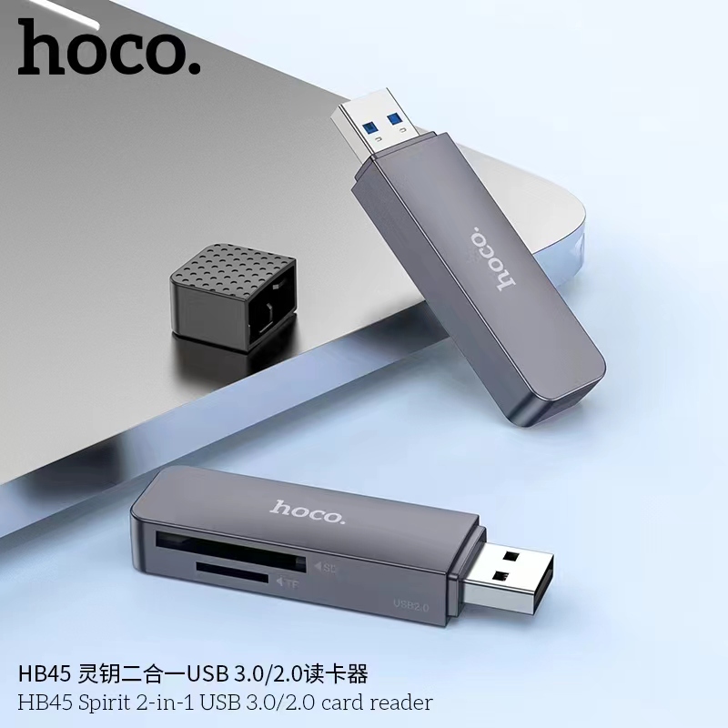 การ์ดรีดเดอร์ HOCO HB45 การ์ด SD/TF Card Reader Type-C/USB 3.0 ความเร็วสูง 5Gbps ความจุสูงสุด 2TB
