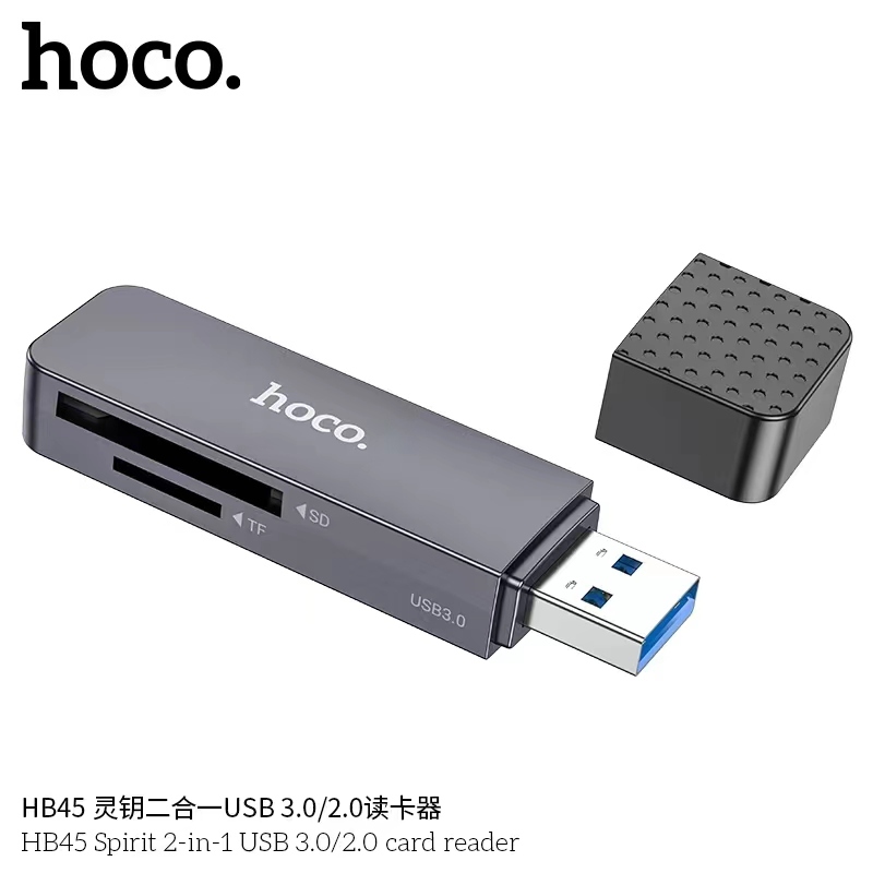 การ์ดรีดเดอร์ HOCO HB45 การ์ด SD/TF Card Reader Type-C/USB 3.0 ความเร็วสูง 5Gbps ความจุสูงสุด 2TB