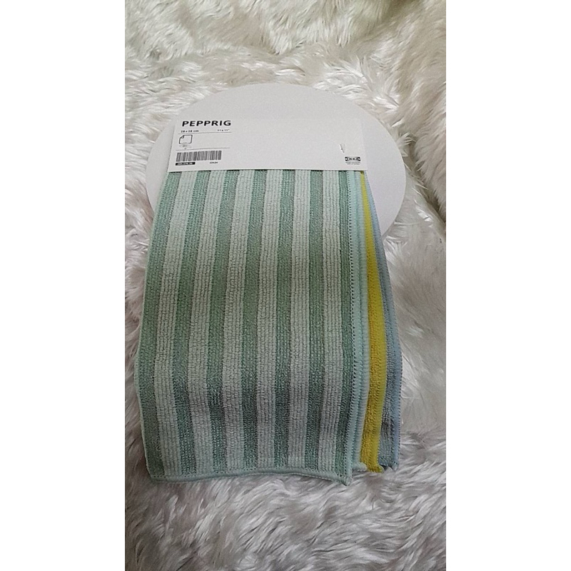 IKEAแท้ PEPPRIG เพปพรีก ผ้าไมโครไฟเบอร์, เขียว น้ำเงิน/เหลือง, 28x28 ซม.