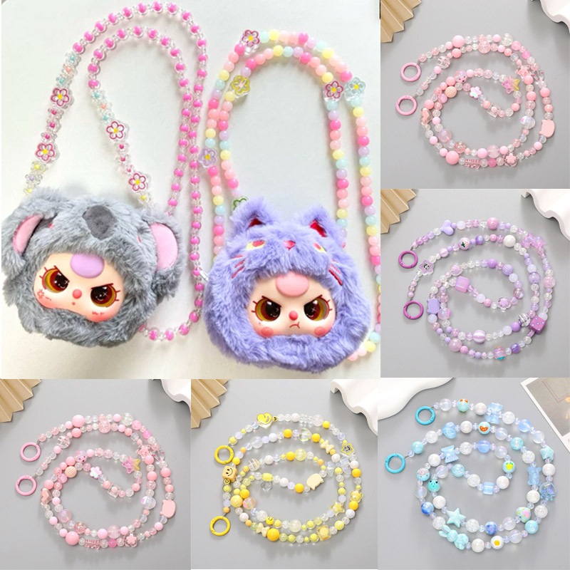 Baby Three เบนทอย กระเป๋าใส่กุญแจน่ารักอุปกรณ์เสริมในรถยนต์สีสันสดใสเชือกคล้องโทรศัพท์มือถือ
