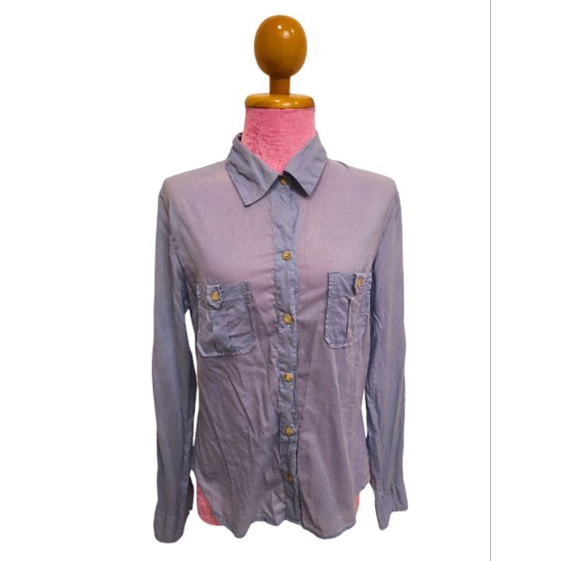 DOCKERS Brand_2nd hand เสื้อเชิ้ตแขนยาว วัสดุผ้าฝ้าย 💯%/ Size S/ Made in India 🇮🇳/ แท้มือสองกระสอบนำ