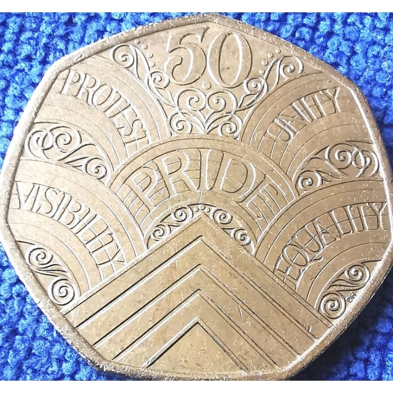 เหรียญ​อังกฤษ​ UK, 50 Pence, (ที่ระลึก​50ปีความภูมใจUK,Elizabeth II), #4473, ไม่​ผ่าน​ใช้​ UNC​