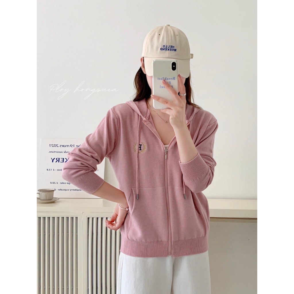 K85 เสื้อคลุมแขนยาวผ้าไหมพรม เนื้อไหมพรมนิ่ม ใส่ได้ทั้งปี มีฮู้ด