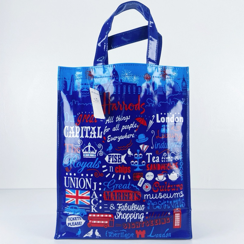 Harrods กระเป๋าถือผ้าเคลือบทรงA4 ปากเปิดโล่ง