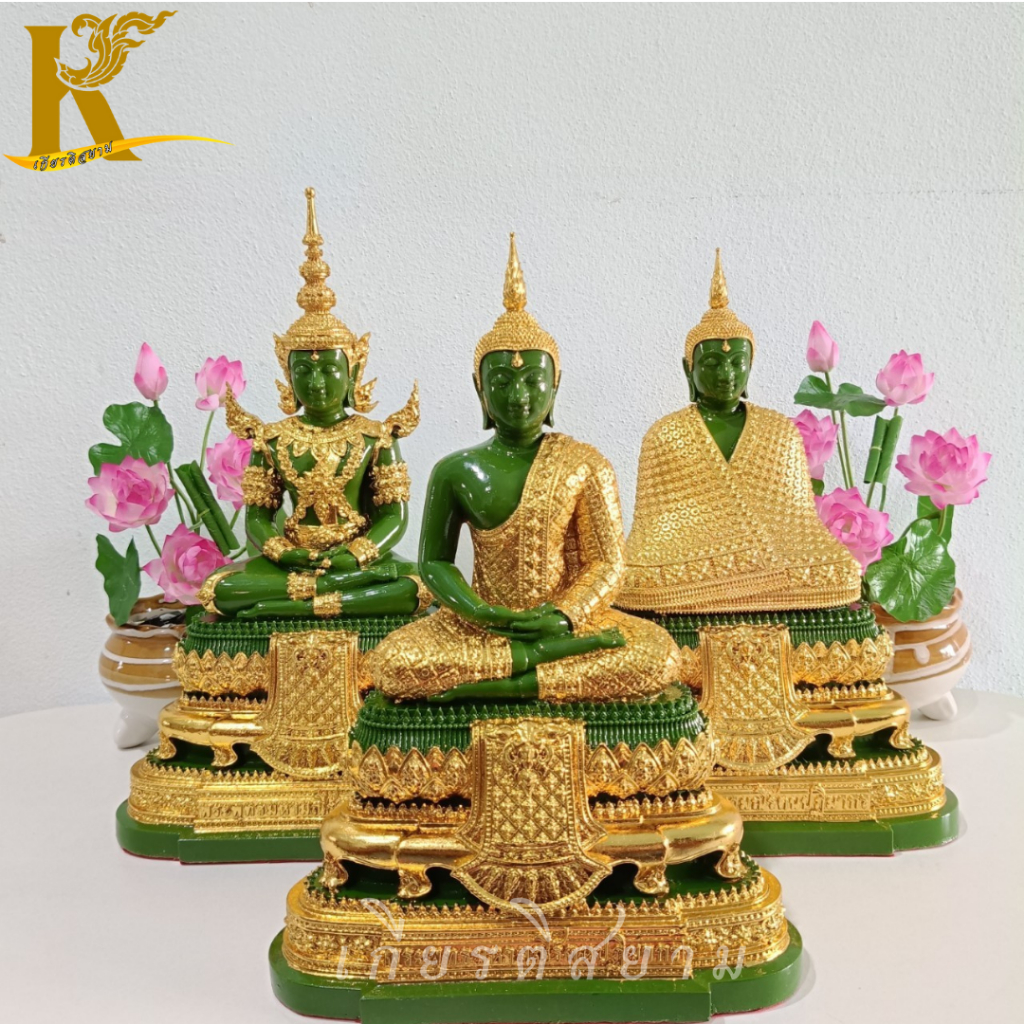 เซ็ทพระแก้วมรกตสีหยก 3ฤดู ฤดูร้อน ฤดูฝน ฤดูหนาว ขนาดหน้าตัก5นิ้ว พระพุทธรูป วัตถุมงคล