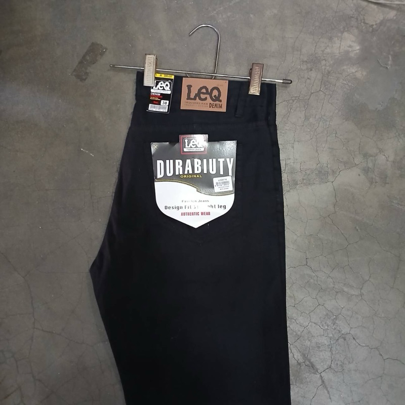 กางเกงทรงกระบอกสไตล์ยืนส์แบบผ้าไม่ยืด ป้าย LEQ