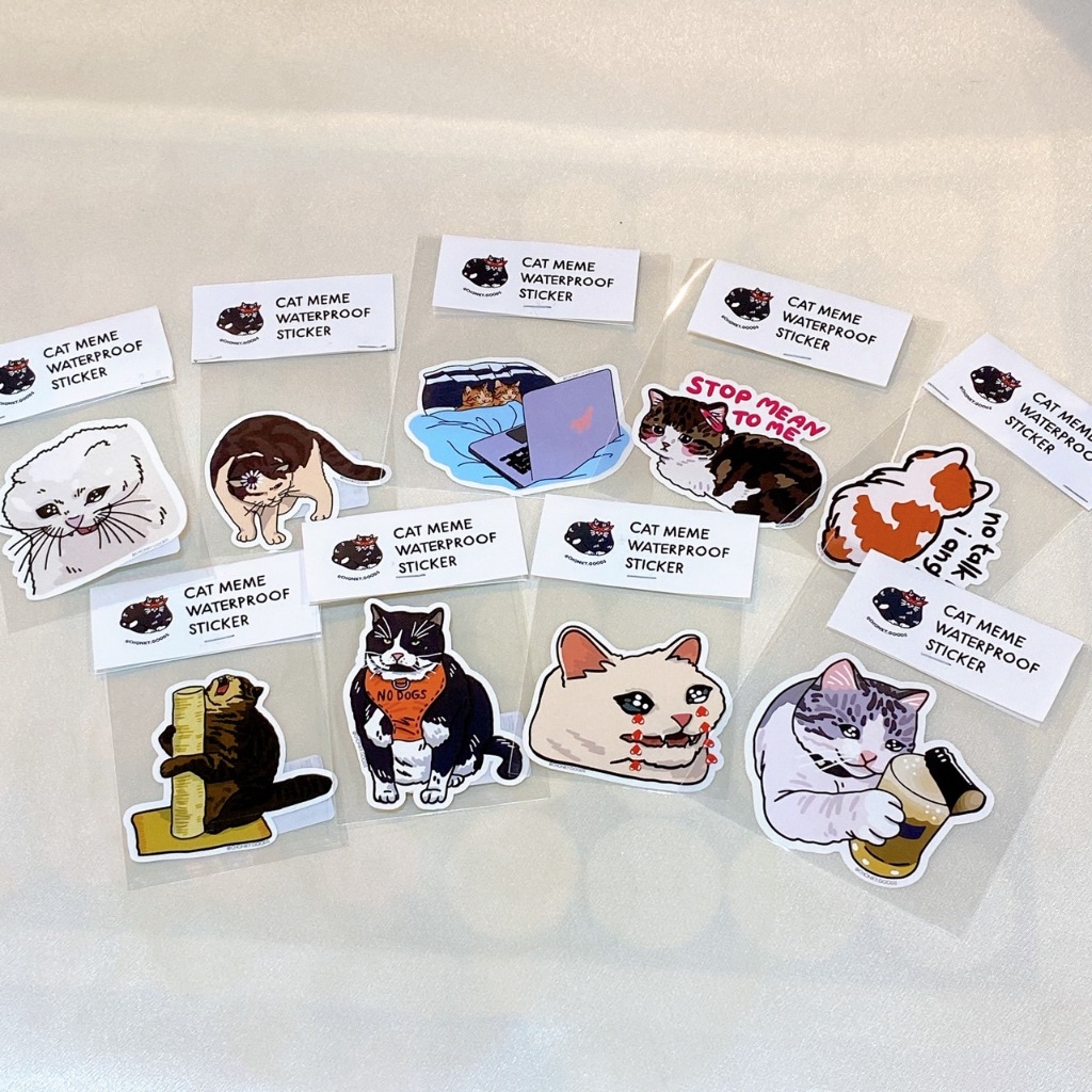 🪄พร้อมส่ง🪄 CAT MEME WATERPROOF STICKER สติกเกอร์มีมแมว by Ping Hatta Studio