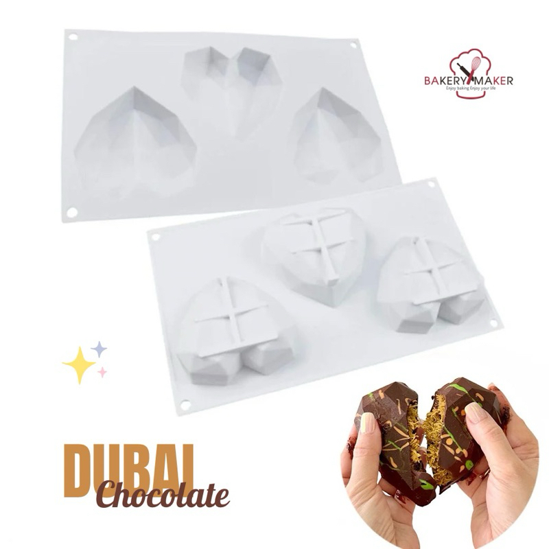 แม่พิมพ์ Dubai Chocolate พิมพ์ช็อคโกแล็ตบาร์ 3ช่อง Chocolate bar polycarbonate mold พิมพ์ดูไบ ฟอยล์