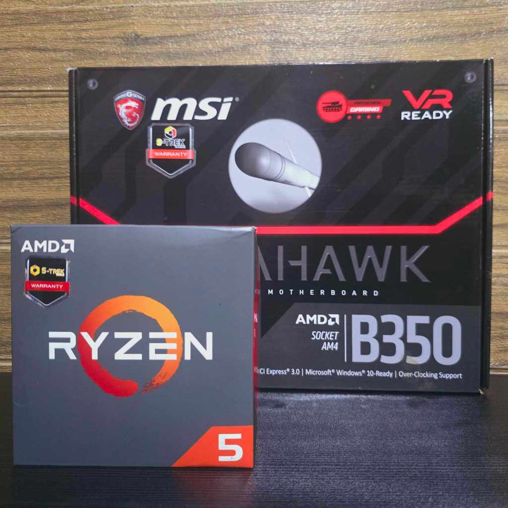 CPU AMD RYZEN 5 2600 6C/12T + MSI B350 TOMAHAWK (AM4) (ATX) มือ2 (มีกล่อง) ใช้งานปกติ/ประกัน 7 วัน