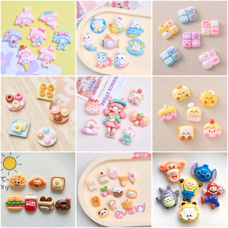 พร้อมส่ง เรซิ่น อะไหล่ การ์ตูนตกแต่ง diy ติดหลังโทรศัพท์ งานDIY น่ารักๆ ทำกิ๊บติดผม พวงกุญแจ