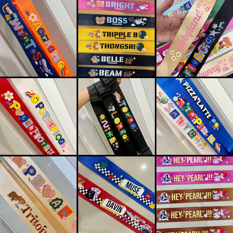 สายพรีเมียมรุ่นสกรีนหลายสี(CMYK) สกรีนภาพได้ สกรีนสีได้ รองรับโลโก้ที่ละเอียด สายปรับได้รัดได้ตั้งแต่กระเป๋าไซซ์20"-32"