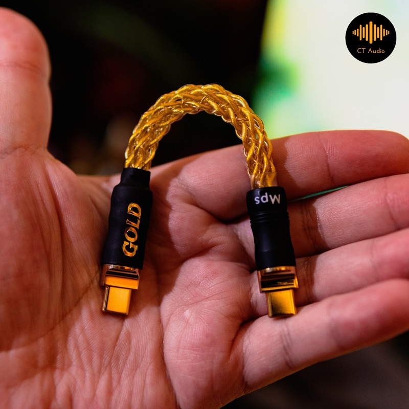 Type C OTG (เรือธง) ถัก 12 รุ่น GOLD หัว Type C ชุบทอง24K(5U) MPS งานคุณภาพสำหรับต่อเครื่องเสียงพกพา