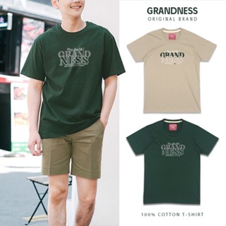 Grandness เสื้อยืดลายกราฟิก รุ่น GN233-34 ( สีเขียว/สีครีม)