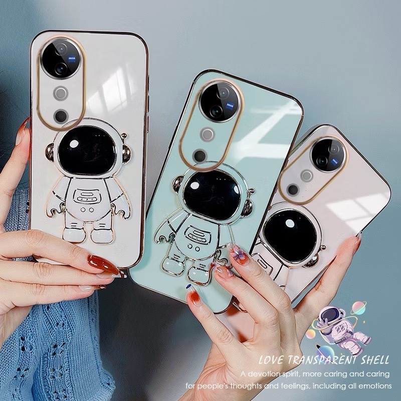 เคส อวกาศ ขาตั้ง สำหรับ VIVO  v70FE V70 V60 V60Lite V50  V40 V40Pro นักบิน อวกาศ ขาตั้ง ฝาหลัง แบบนิ่ม น่ารัก – โปรปัง