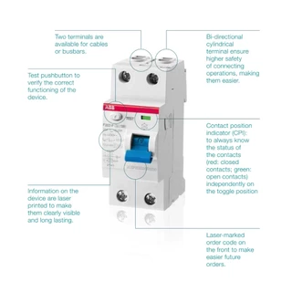 ABB RCCB type A F202A 2P 40A 30mA สำหรับ EV Charger