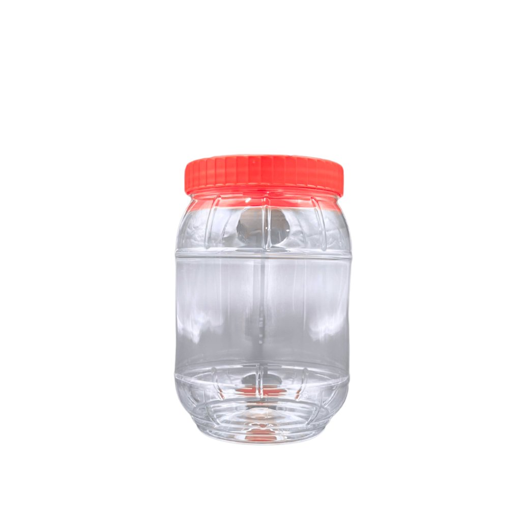 (12ใบ) กระปุกพลาสติก รหัส 02P ฝาแดง ขวดโหล ขวดPET ใส่อาหาร ของดอง ขวดกลม 2ปอนด์ ขวดพลาสติก PET - รูปที่ 2