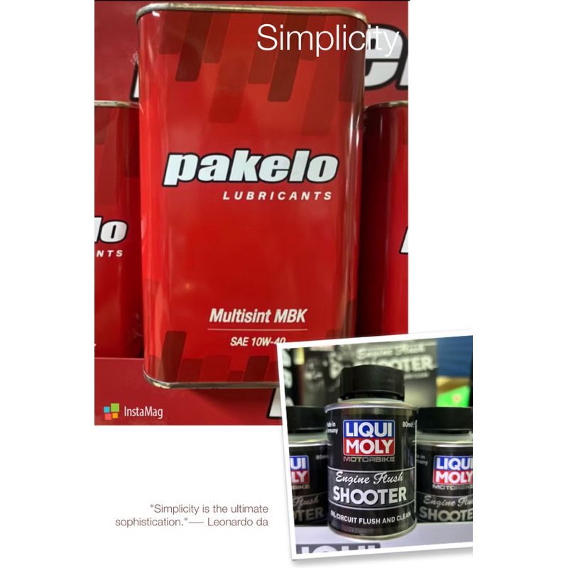 ของแท้100%น้ำมันเครื่อง Pakelo  SAE 10W-40 Mulisint MBK Fully Synthetic +Liqui Moly น้ำยาทำความสะอาด