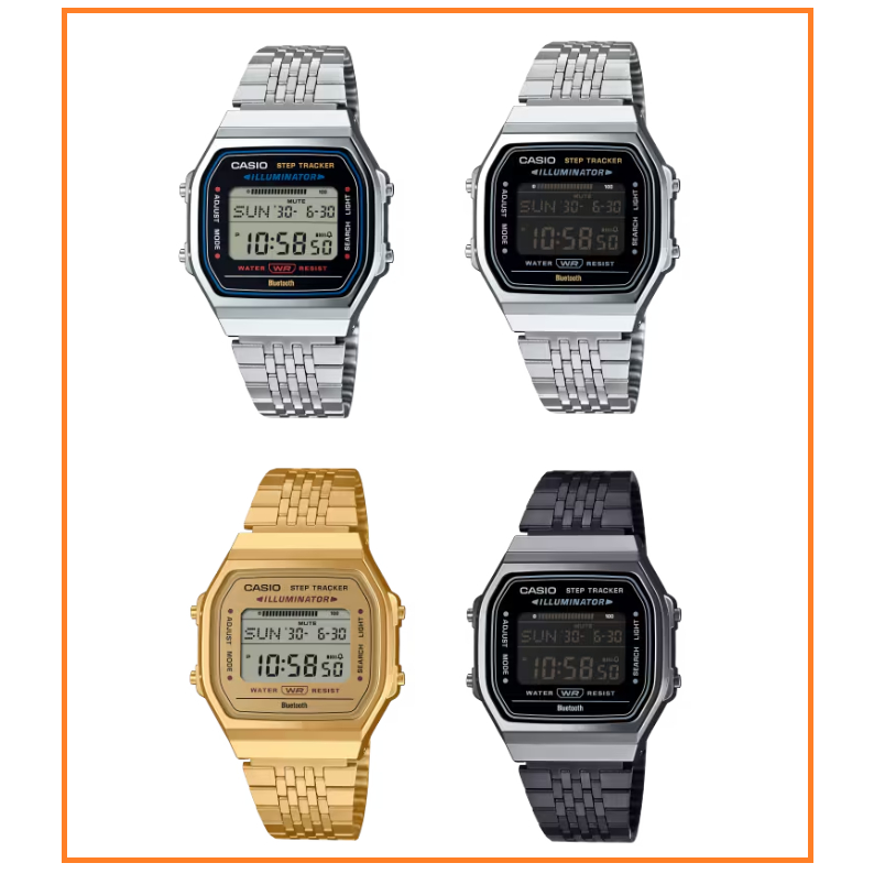 ์New!! นาฬิกา Casio รุ่น ABL-100WE นาฬิกาสไตล์วินเทจ Mobile link ,Step tracker -ของแท้ 100% ประกันศูนย์ CMG