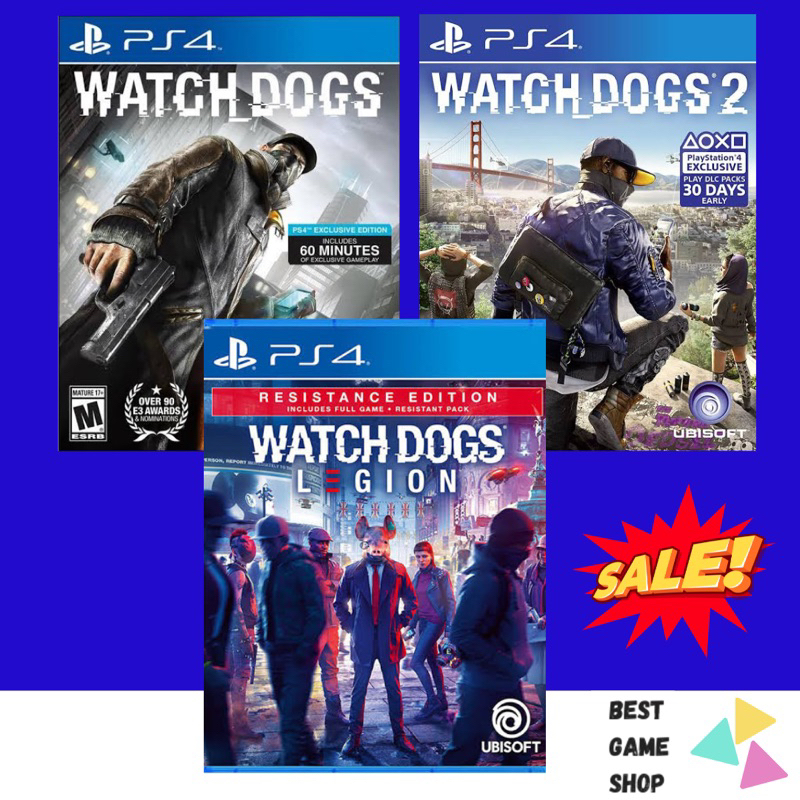 Watch dogs 1 PS4 / Watch dogs 2 PS4 / Watch dogs Legion PS4 (watchdog PS4) (แผ่น มือ1/ มือ2) *แผ่น P