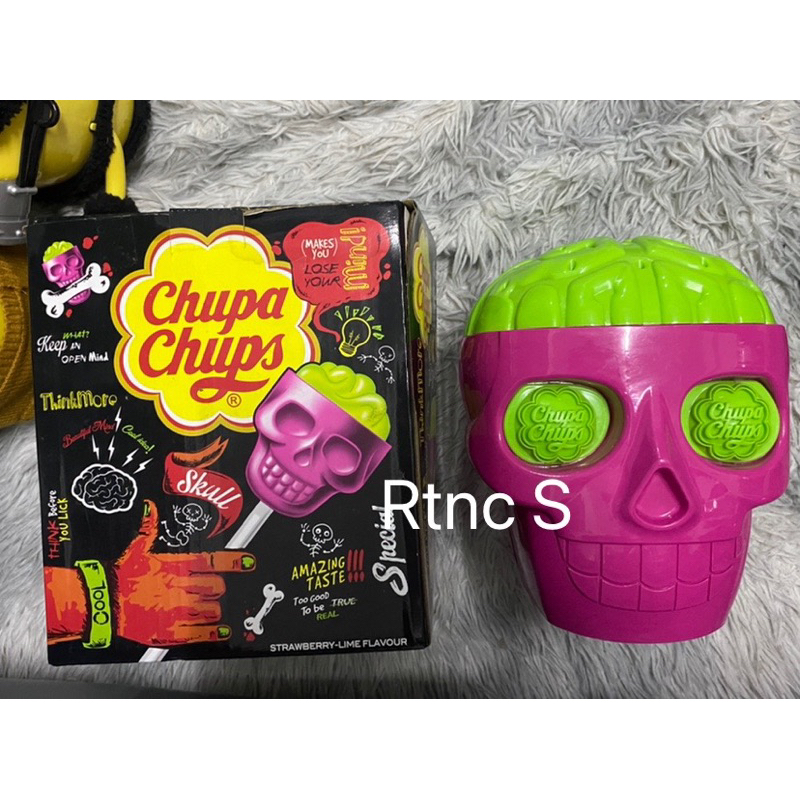 ถัง จูปาจุ๊ปส์ โลลิป๊อป Chupa Chups skull Lollipops หัวกะโหลกลูกอมจูปาจุ๊ปส์ รถสตอร์เบอร์รี มะนาว หั