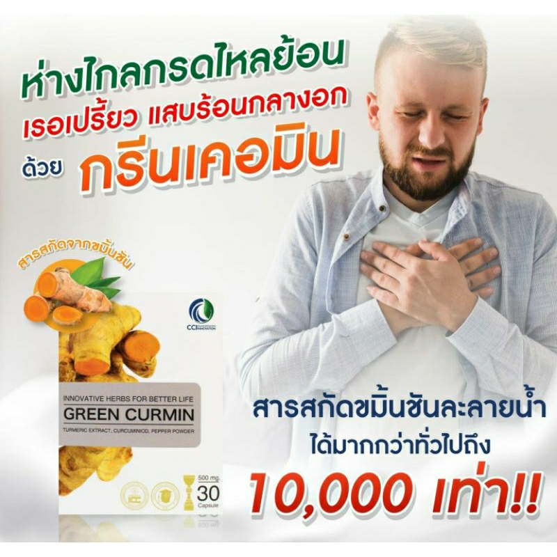 GREEN CURMIN กรีนเคอมิน(แคปซูล)บรรเทาอาการกรดไหลย้อน