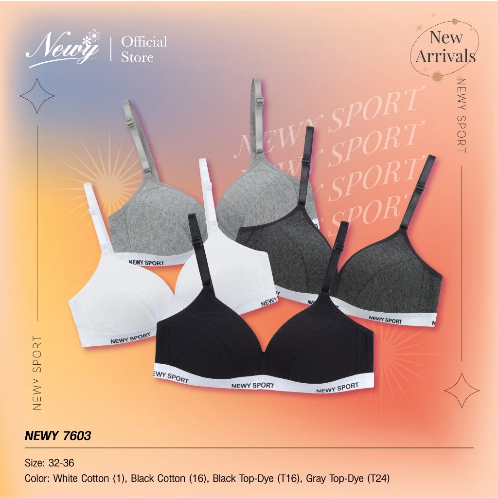 NEWY BRA รุ่น 7603 บราผ้าคอตต้อน สไตล์สปอร์ต MONOTONE SERIES - รูปที่ 1