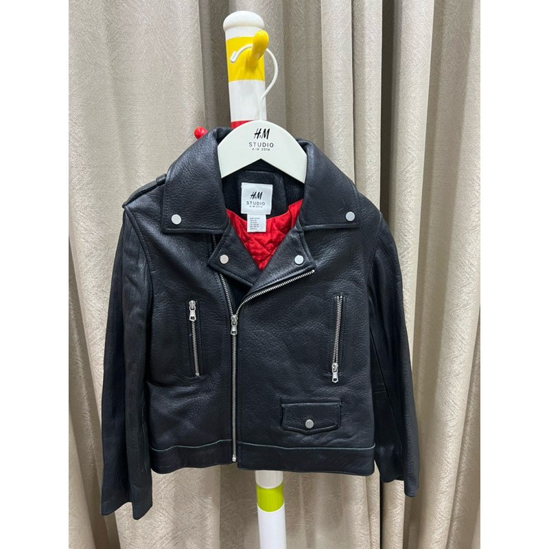 Genuine Leather Boy Jacket H&M Studio Limited Edition (boy size 110-116cm : age 4-6 years (สีน้ำตาลเ