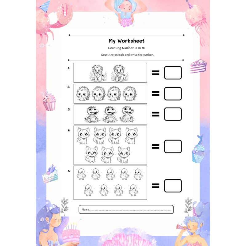 ใบงานนับเลข 1 ถึง 10 (counting number 1 to 10)