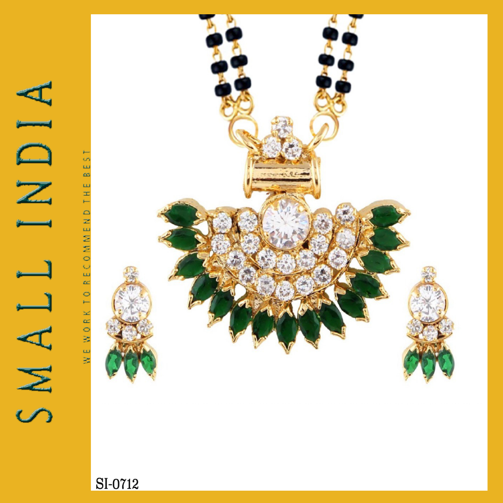 {**ส่งฟรี**} SMALL INDIA 🏵️ Gold Plated CZ Mangalsutra 🏵️ Women Necklace