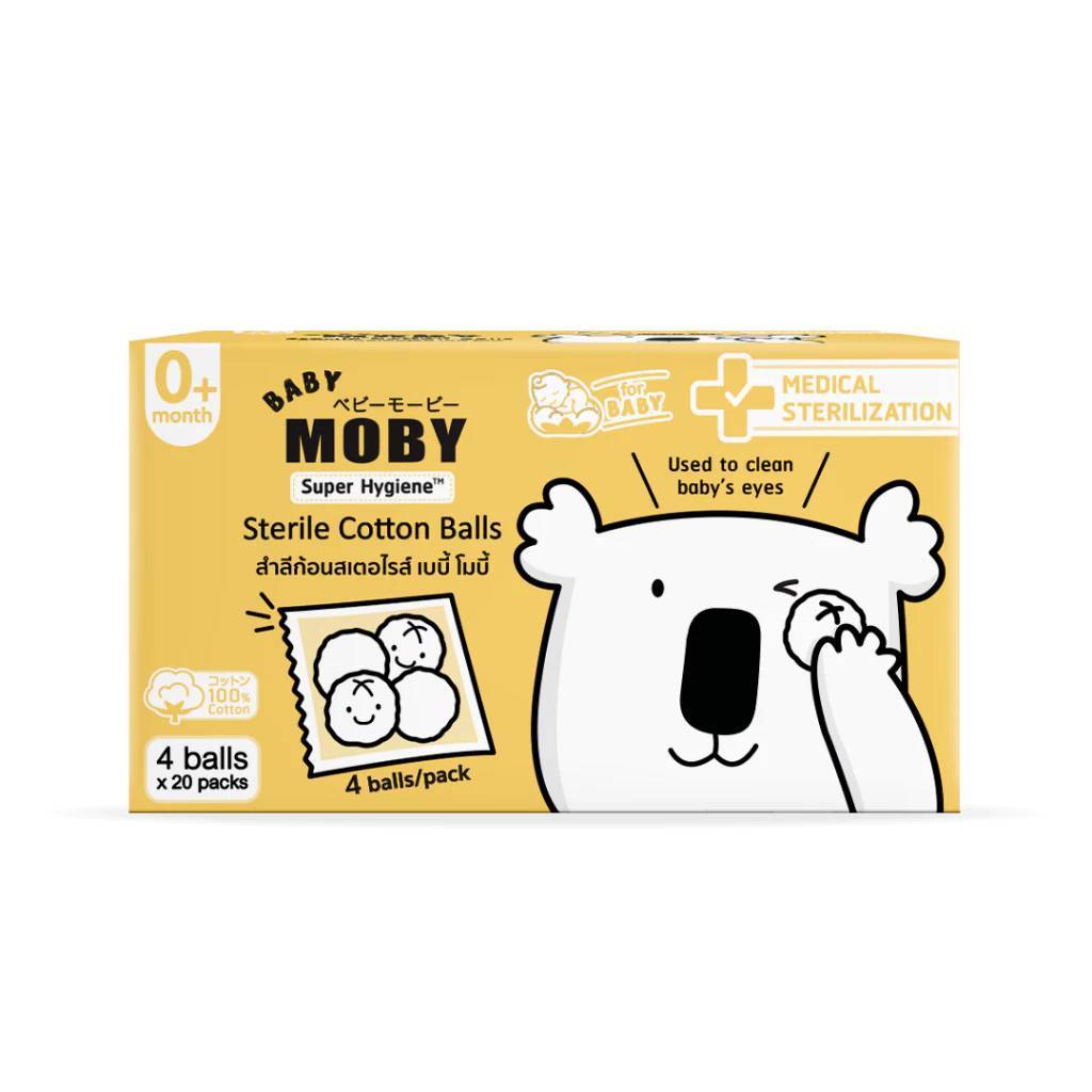 Baby Moby Sterile Eyes Cotton Balls สำลีก้อนเช็ดตาเด็กทารก รุ่นผ่านการฆ่าเชื้อสเตอไรส์ สำลีเด็ก