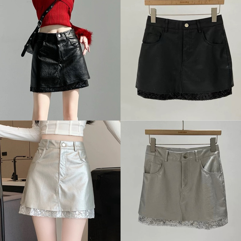 glitter skirt กระโปรงหนัง แต่งกริตเตอร์