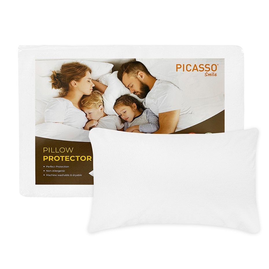 Picasso รุ่น Smile ซองกันเปื้อนหมอน กันน้ำ100% มีซิป /ผลิตจากผ้าขนหนู Micro Soft ขนาด 20x30 นิ้ว