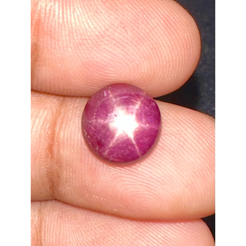 ทับทิมสตาร์ธรรมชาติ 4.36 กะรัต ทรงกลม ขนาด 9.4x4.6มม อัญมณีธรรมชาติ 100% Natural Star ruby 4.36cts 9