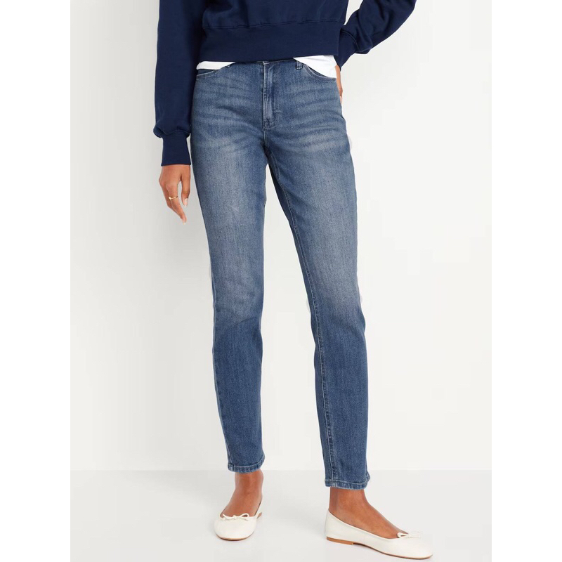 กางเกงยีนส์ ขาตรง เอวสูง Old navy Wow Straight Ankle jeans