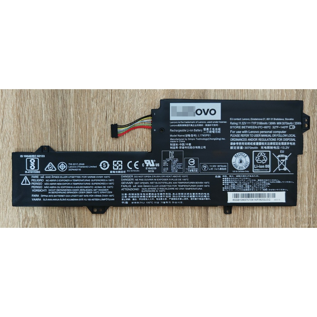 แบตเตอรี่แท้ Lenovo For IdeaPad 320S-13IKB Yoga 330-11IGM 720-12IKB Flex 6-11IGM Battery Model L17M3P61