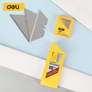 Deli ใบมีดคัตเตอร์ ใบมีด ขนาดเล็ก คม จำนวน 10ใบ พร้อมกล่องบรรจุ สำหรับเปลี่ยน Knife Blade