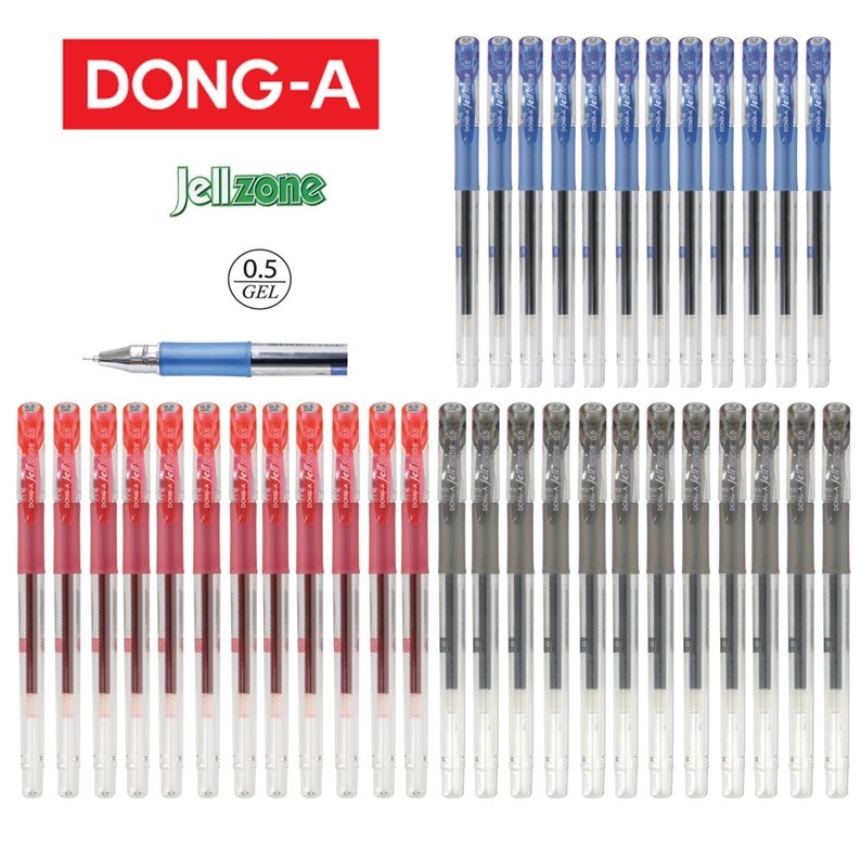 ปากกาเจลหัวเข็ม DONG-A Jell Zone ขนาด 0.5 มม.(ราคาแพ็ค 12 ด้าม)