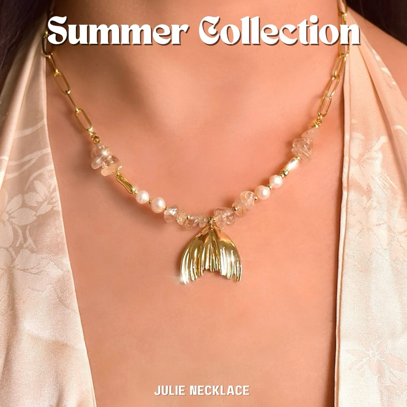 JULIE NECKLACE 🧜🏻‍♀️🥥🌴 [ โค้ดลด 5%] สร้อย Mermaid ไข่มุกน้ำจืด☀️จี้ Mermaid วัสดุ สแตนเลส ไม่ซีดจาง ใส่สบาย สไตล์ฤดูร้อน