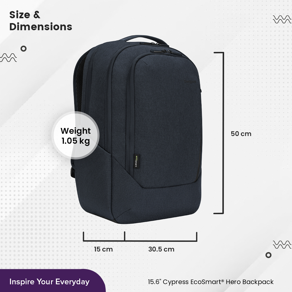 Targus Cypress EcoSmart Hero Backpack (TBB586) กระเป๋าเป้สำหรับโน๊ตบุ๊ค 15.6" ดีไซน์ทันสมัย ผลิตจากวัสดุ Recycle