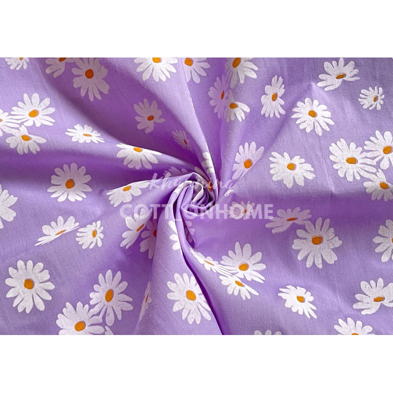 ผ้าเมตร ผ้าคอตตอนทีซี ลายเดซี่ หน้ากว้าง 45นิ้ว(110cm) ลายดอกเดซี่ขาว พร้อมส่ง - รูปที่ 2