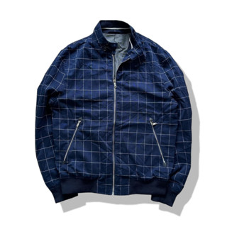 Zara Man Navy Blues Tartan Zipper Jacket รอบอก 44”