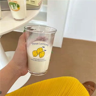 [พร้อมส่ง] 🍋 𝙏𝙝𝙧𝙚𝙚 𝙇𝙚𝙢𝙤𝙣𝙨  แก้วใบยาว แก้วเกาหลี  ~~