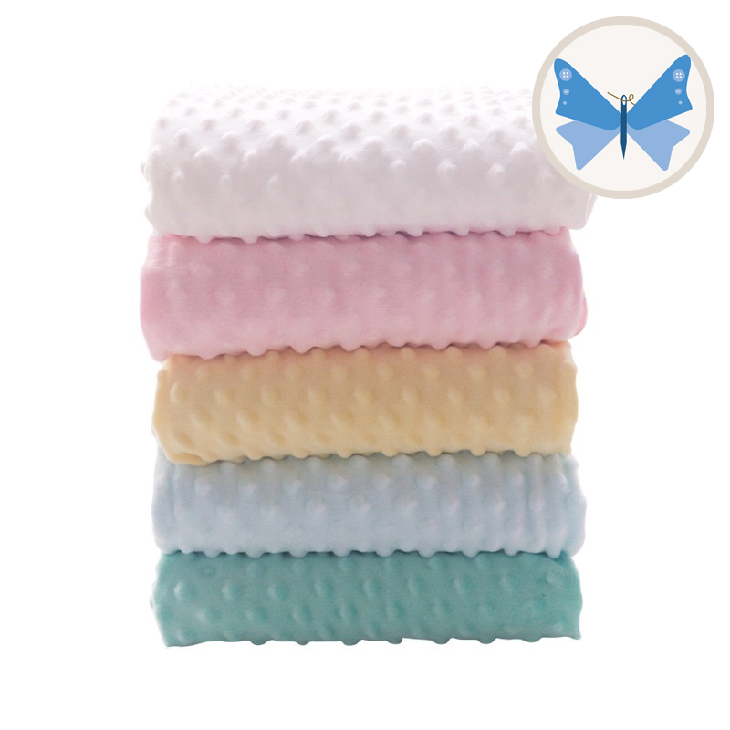 ผ้าดอทขนมิ้งค์ minky dot ผ้าเมตร ตัดขายเป็นเมตร หน้ากว้าง 1.55 เมตร