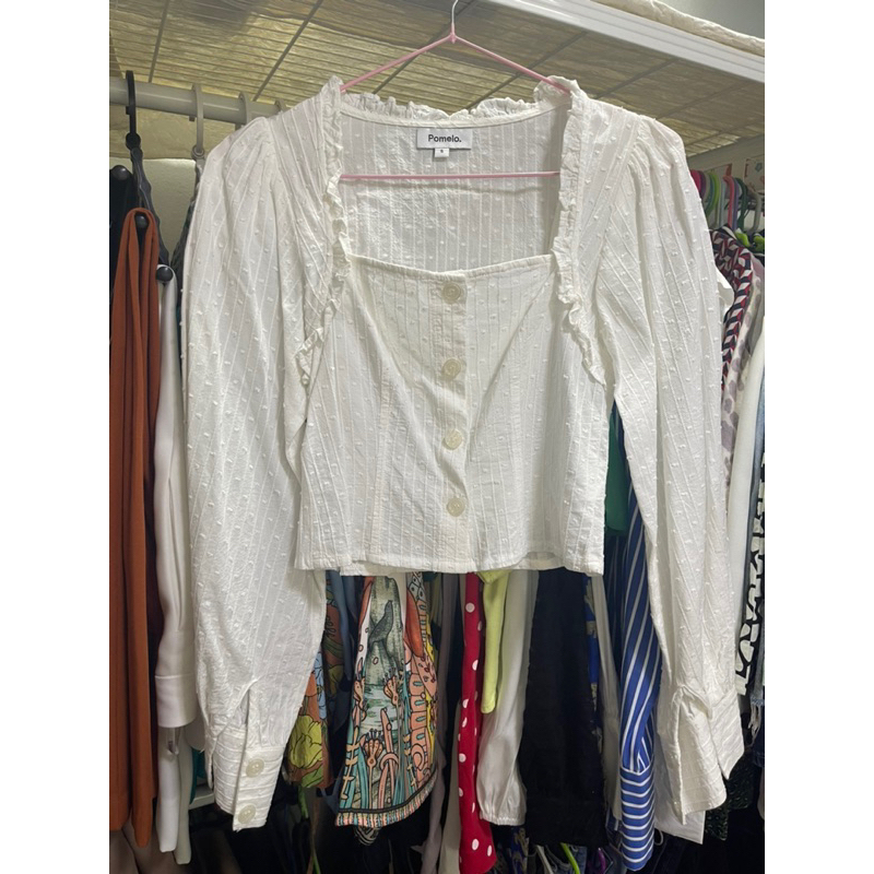 Pomelo เสื้อคอเหลี่ยมแขนยาว
